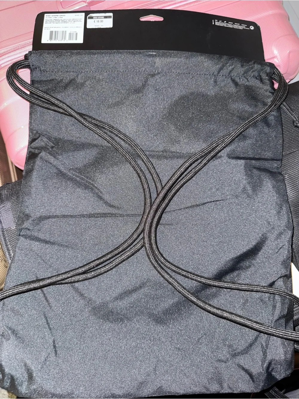 Nike Black PARIS Swoosh Drawstring Backpack